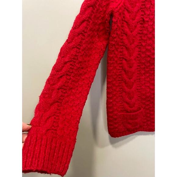 Hand Knit Limited America Red Lambswool Full Zip Sweater Cardigan Women's Sz Sm - Picture 6 of 7